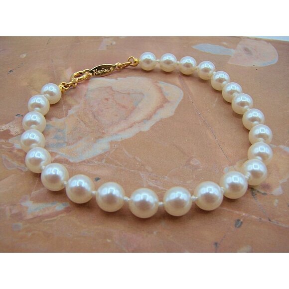 Napier Faux Pearl Gold Tone Bracelet 6 3/4" Delicate Fashion Vintage Elegant - Picture 6 of 7